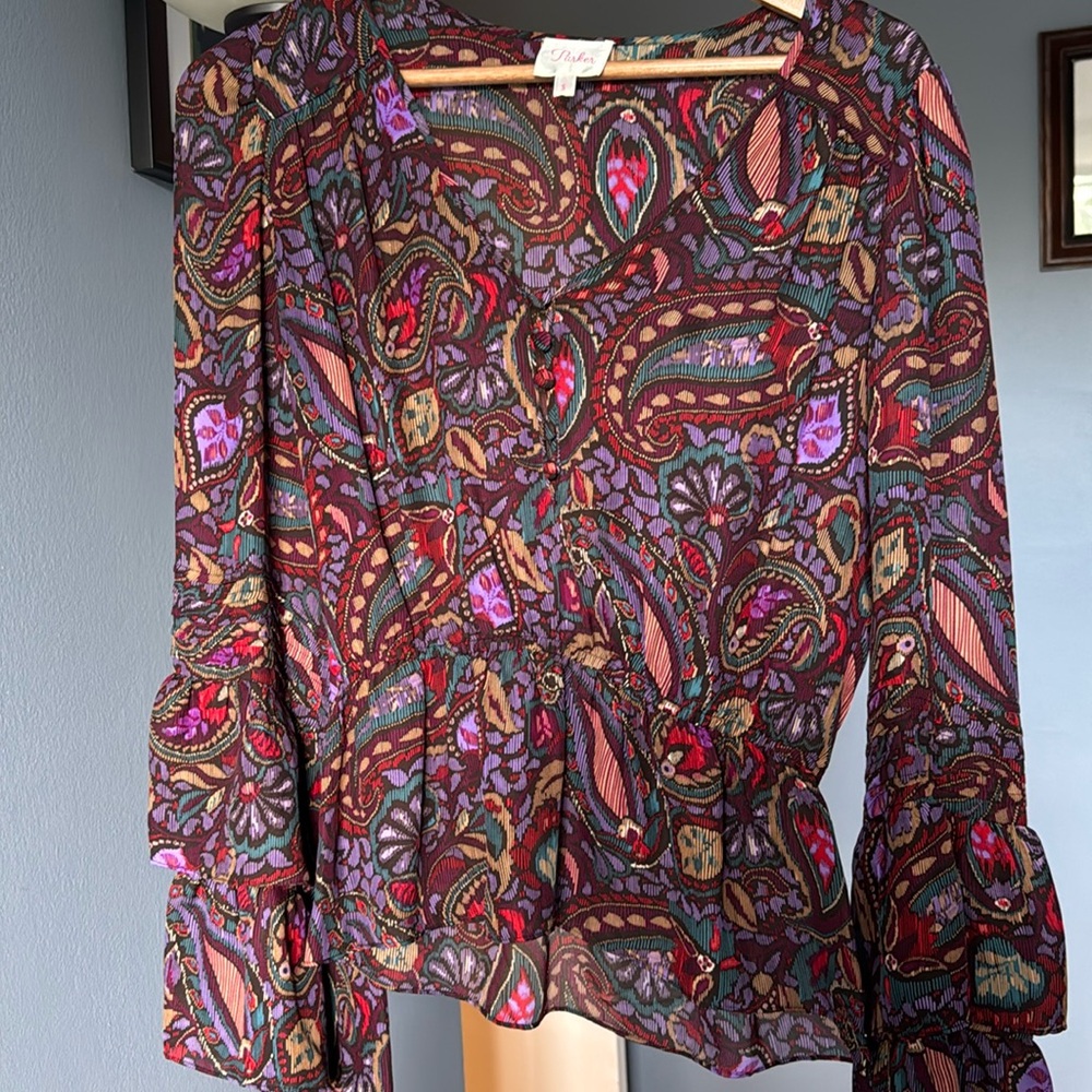 Parker Paisley Blouse Size S 19 Ptp